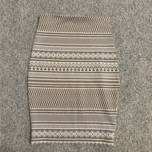 Express Brown and White Geometric Pencil Skirt